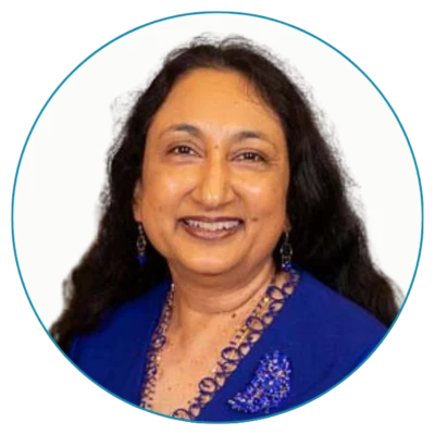 Dr. Kay Wijekumar headshot blue outline